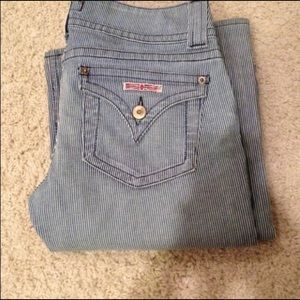 Hudson blue and white Conductor stripes jeans